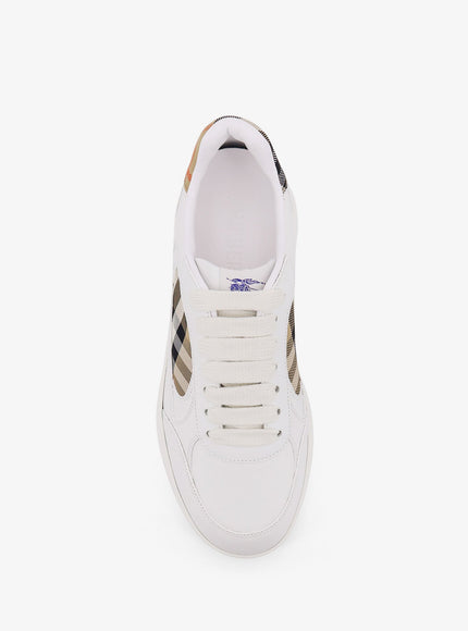 Burberry Low-Top Leather Sneakers With Check Inserts