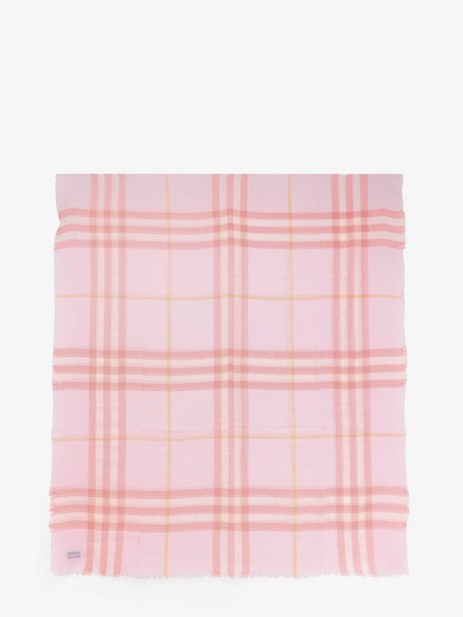 Burberry Wool Scarf With Burberry Check Motif Uni Sugarpink