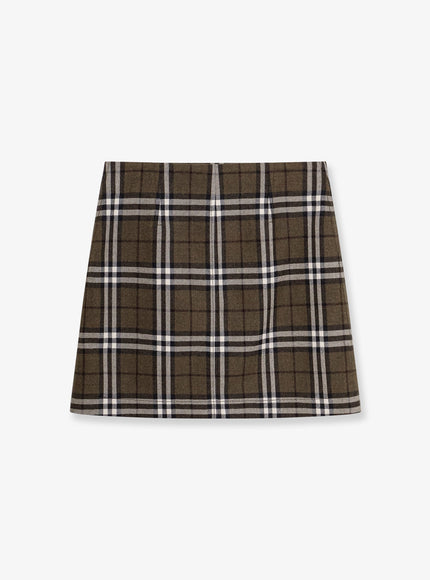 Burberry Virgin Wool Skirt With Burberry Check Print