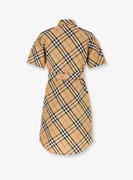 Burberry Chemisier Cotton Dress With Check Print