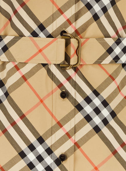 Burberry Chemisier Cotton Dress With Check Print