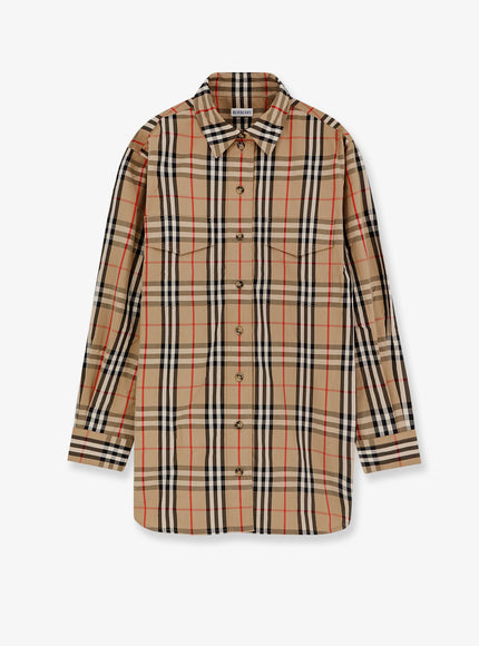 Burberry Cotton Shirt With Check Print Archive Beige Ip Chk