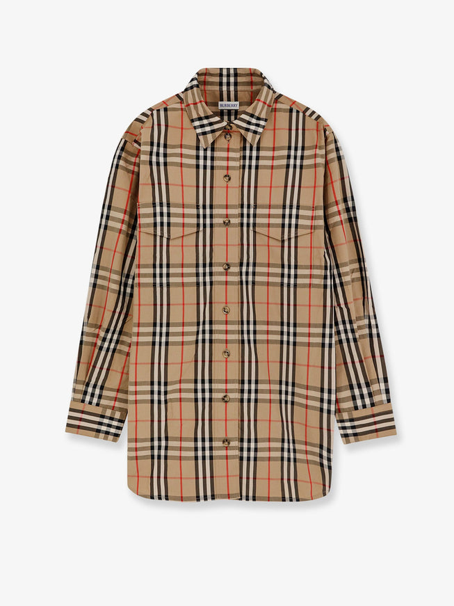 Burberry Cotton Shirt With Check Print Archive Beige Ip Chk