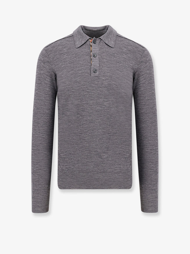 Burberry Mélange Wool Polo Shirt Grey