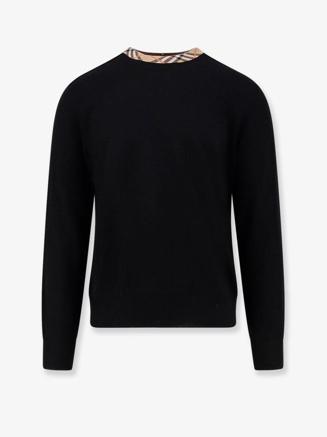 Burberry Wool Sweater With Check Profiles Black