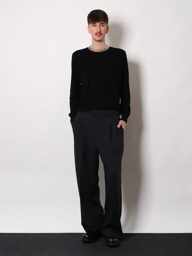 Burberry Wool Sweater With Check Profiles