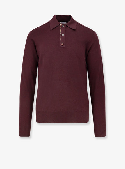Burberry Marcus Ls Ct Wool Polo Shirt Mahogany Red