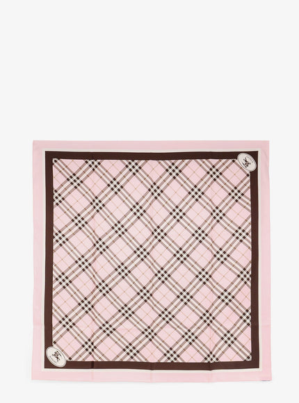 Burberry Silk Scarf With Burberry Check Motif Uni Bow Pink