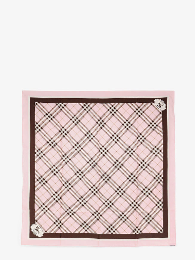 Burberry Silk Scarf With Burberry Check Motif Uni Bow Pink