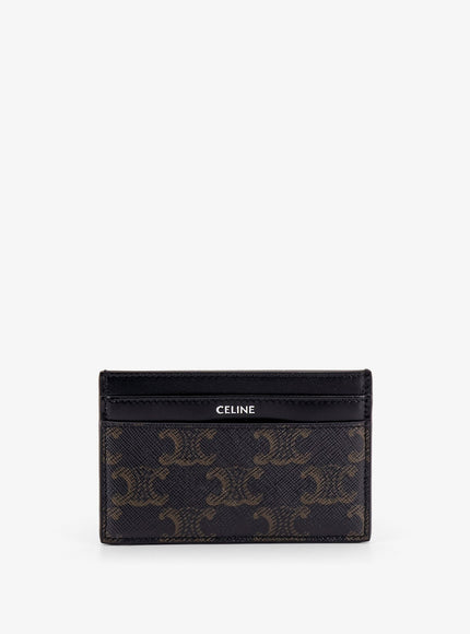 Celine Triomphe Coated Canvas And Leather Card Holder Uni Black