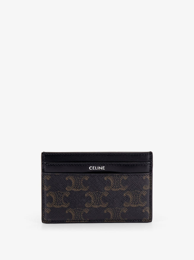 Celine Triomphe Coated Canvas And Leather Card Holder Uni Black