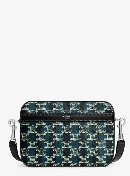 Celine Triomphe Canvas Shoulder Bag Uni Black Navy Blue