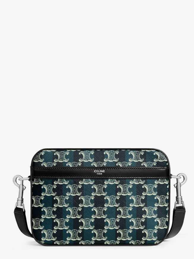 Celine Triomphe Canvas Shoulder Bag Uni Black Navy Blue