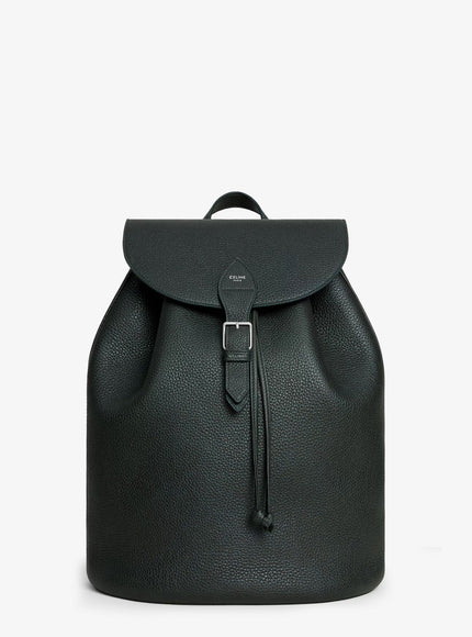 Celine Folco Leather Backpack Uni Night Green
