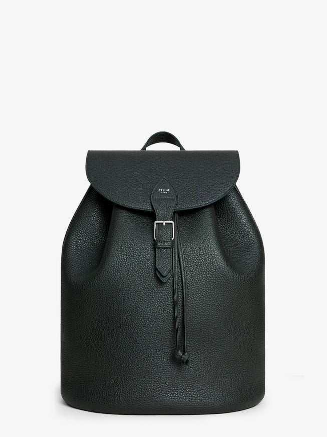 Celine Folco Leather Backpack Uni Night Green