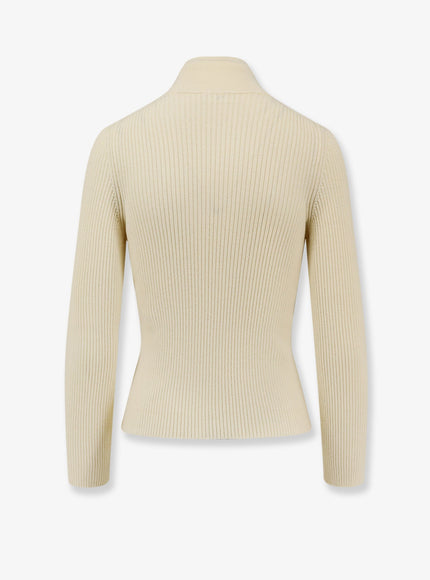 Celine Ribbed Stretch Wool Turtleneck Sweater