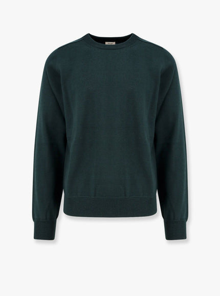 Celine Wool Sweater With Embroidered Logo On The Front Verde