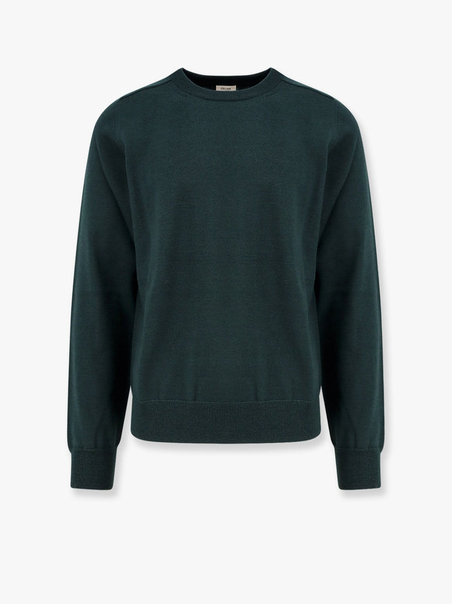 Celine Wool Sweater With Embroidered Logo On The Front Verde
