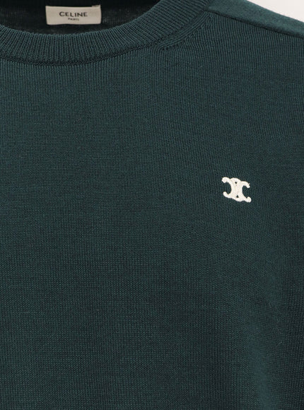Celine Wool Sweater With Embroidered Logo On The Front