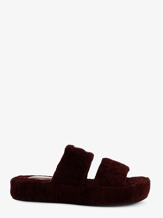Celine Triomphe Fur Shearling Slides Burgundy