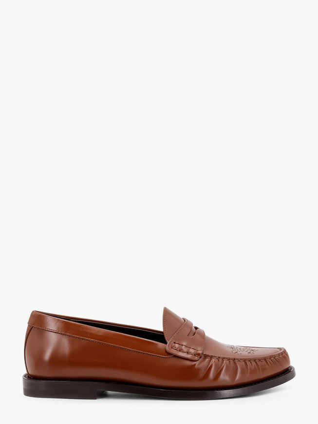 Celine Vivienne Leather Loafer With Perforated Triomphe Logo Marrone