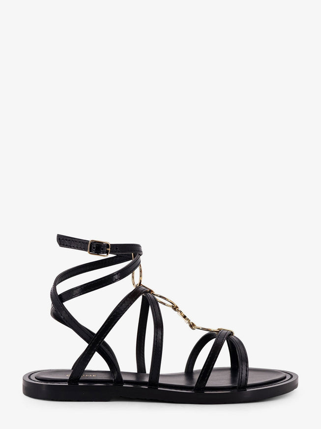 Celine Strappy Jewel Leather Sandals Black