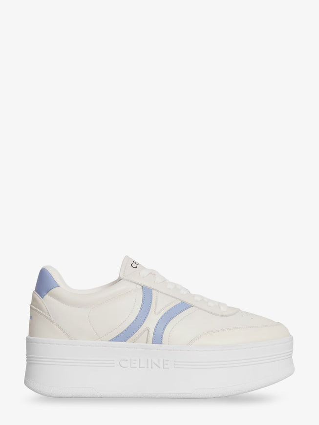 Celine Leather Block Sneakers With Triomphe Logo On The Back Milklightblue