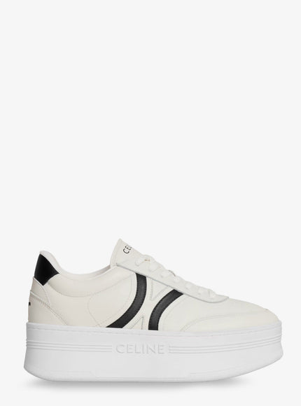 Celine Leather Block Sneakers With Triomphe Logo On The Back Milkblack