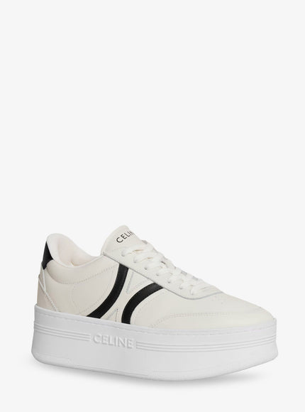 Celine Leather Block Sneakers With Triomphe Logo On The Back