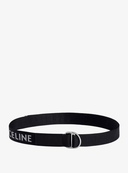 Celine Jacquard Fabric And Leather Belt Uni Black