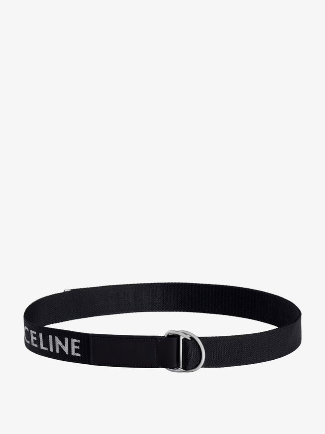 Celine Jacquard Fabric And Leather Belt Uni Black