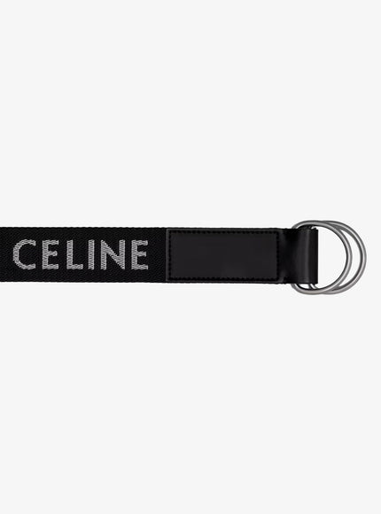 Celine Jacquard Fabric And Leather Belt