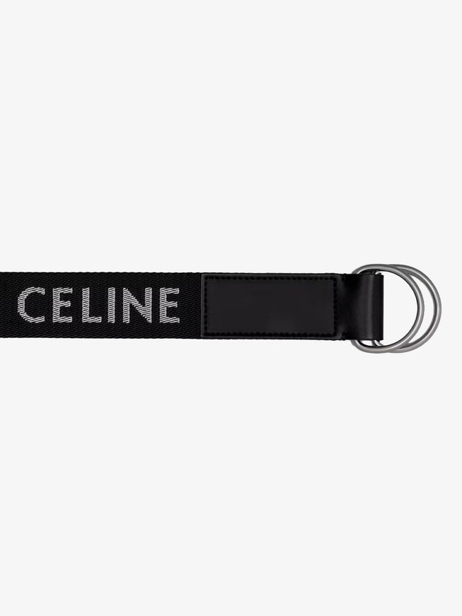 Celine Jacquard Fabric And Leather Belt