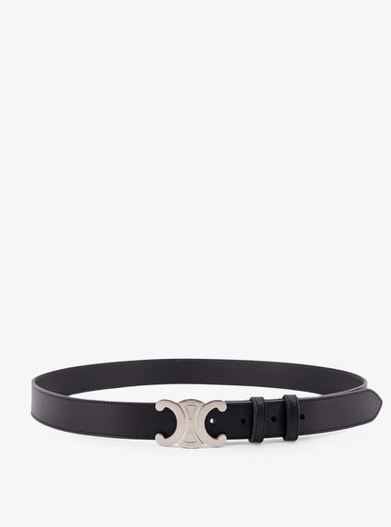 Celine Leather Triomphe Belt Black
