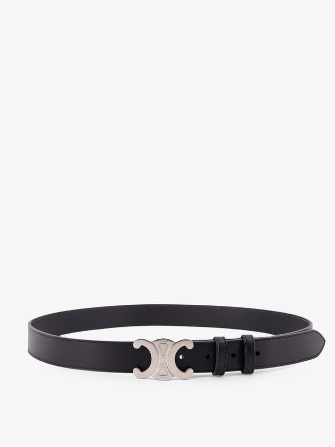 Celine Leather Triomphe Belt Black