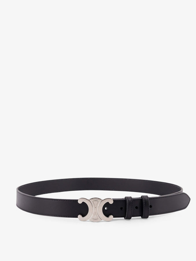 Celine Leather Triomphe Belt Black
