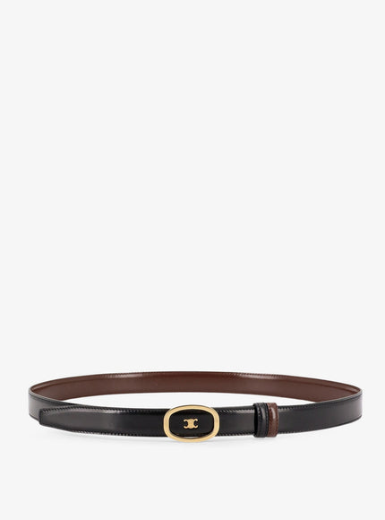 Celine Leather Belt Black Chestnut