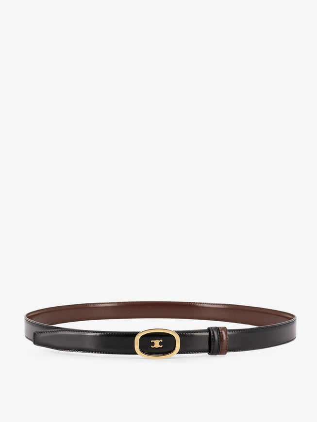 Celine Leather Belt Black Chestnut