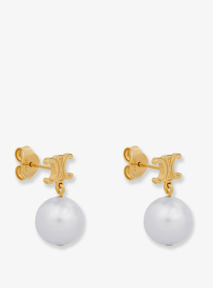 Celine Brass Earrings With Pearls