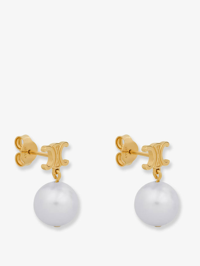 Celine Brass Earrings With Pearls