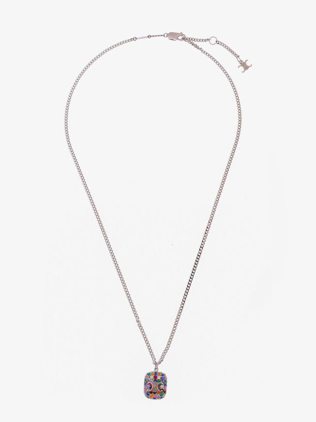Celine Metal Necklace With Multicolor Pendant Uni Multicolor Silver