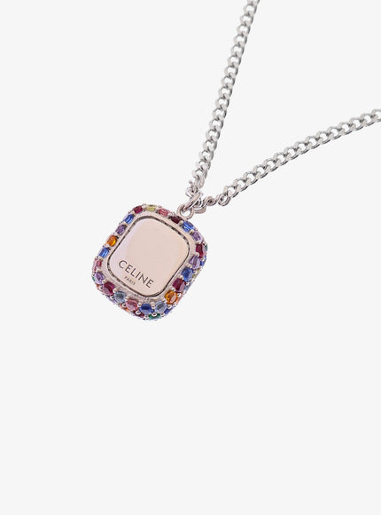 Celine Metal Necklace With Multicolor Pendant