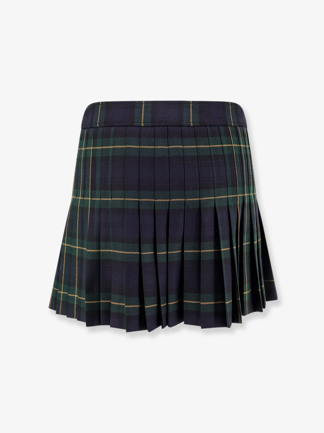 Celine Tartan Wool Kilt Miniskirt