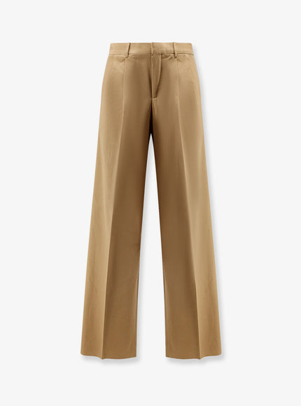 Celine Pleated Cotton Trousers Beige