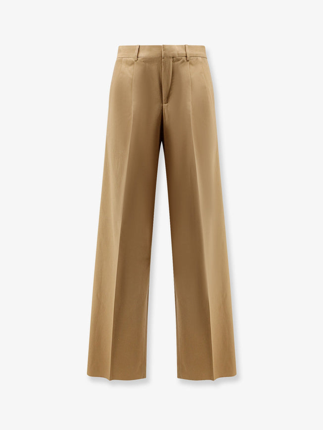 Celine Pleated Cotton Trousers Beige