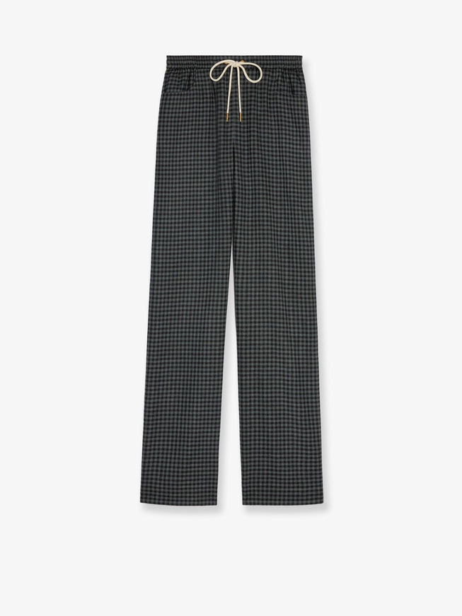 Celine Madras Wool And Cashmere Jogger Trousers Antracitenoir