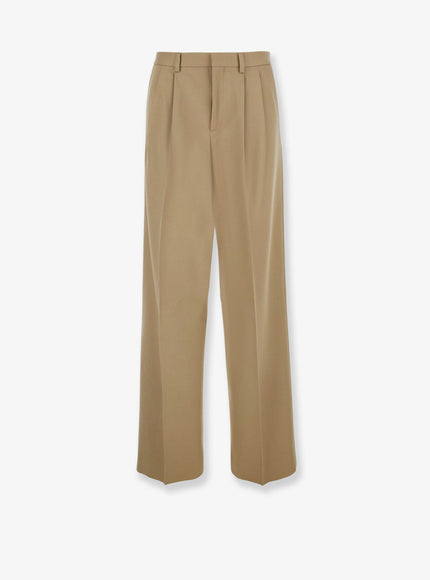 Celine Wool And Cotton Trousers Beige Militaire