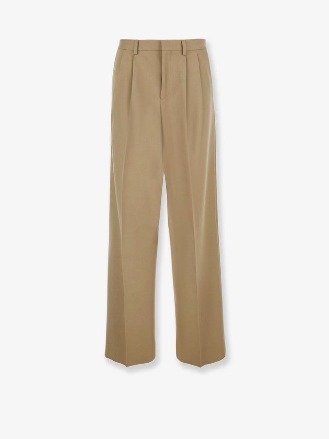 Celine Wool And Cotton Trousers Beige Militaire