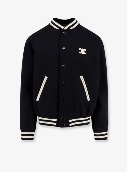 Celine Triomphe Teddy Wool Bomber Black