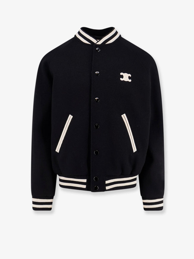Celine Triomphe Teddy Wool Bomber Black